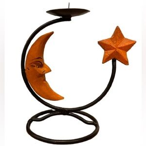 Vintage 90s Celestial Moon Star Candle Holder Whimsigoth Witchy Decor